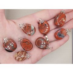 Breccsa jáspis medál lapos véletlenszerűen