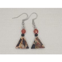 Breccsa jáspis formadíszített fülbevaló