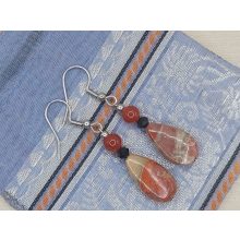 Breccsa jáspis formadíszített fülbevaló