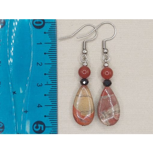 Breccsa jáspis formadíszített fülbevaló