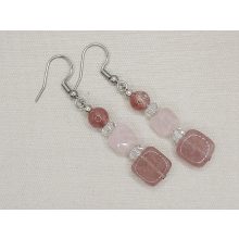 Eperkvarc formadíszített fülbevaló