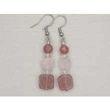 Eperkvarc formadíszített fülbevaló