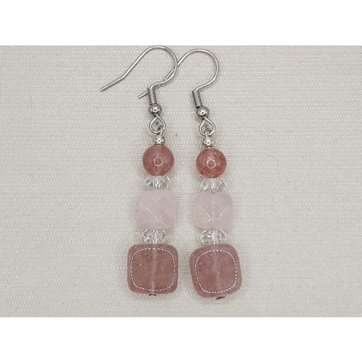 Eperkvarc formadíszített fülbevaló