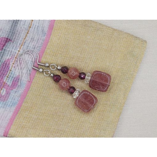 Eperkvarc formadíszített fülbevaló