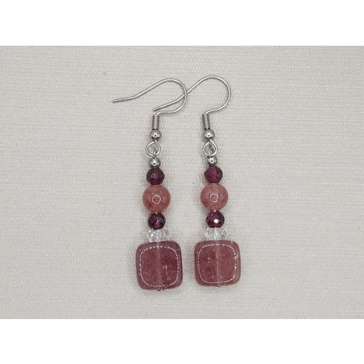 Eperkvarc formadíszített fülbevaló