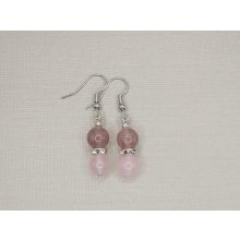 Eperkvarc-rózsakvarc golyós fülbevaló
