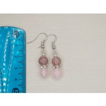 Eperkvarc-rózsakvarc golyós fülbevaló