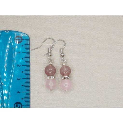 Eperkvarc-rózsakvarc golyós fülbevaló
