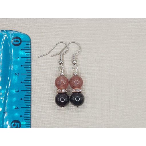 Gránát-eperkvarc golyós fülbevaló