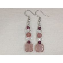 Eperkvarc formadíszített fülbevaló