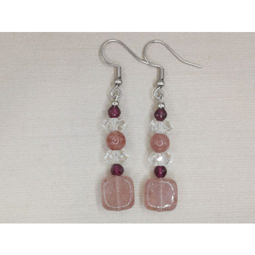 Eperkvarc formadíszített fülbevaló