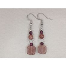 Eperkvarc formadíszített fülbevaló