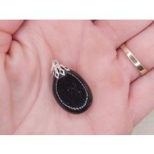 Fekete turmalin medál lapos