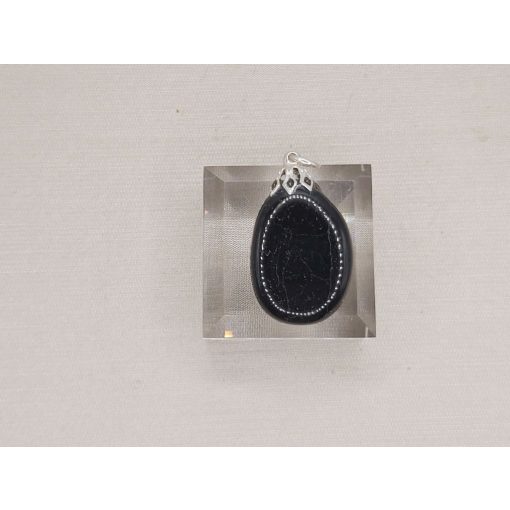 Fekete turmalin medál lapos