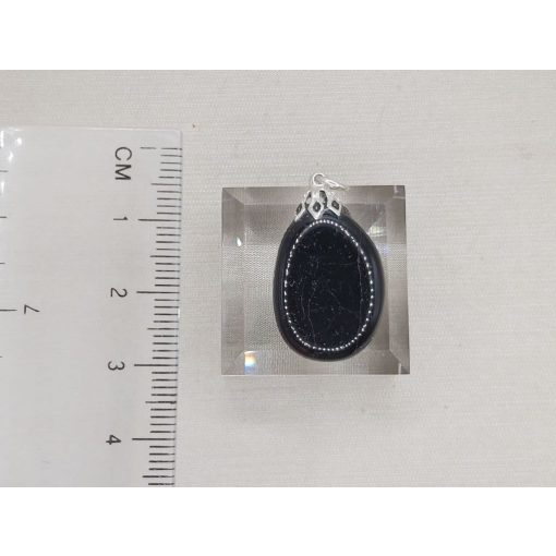 Fekete turmalin medál lapos