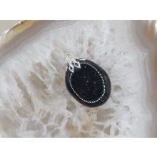 Fekete turmalin medál lapos