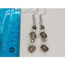 Füstkvarc formadíszített fülbevaló