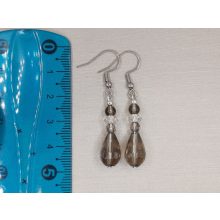 Füstkvarc formadíszített fülbevaló