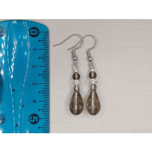 Füstkvarc formadíszített fülbevaló