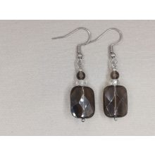 Füstkvarc formadíszített fülbevaló