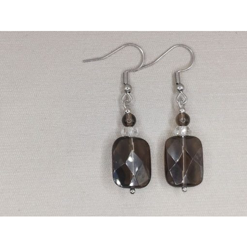 Füstkvarc formadíszített fülbevaló