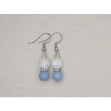 Angelit-hegyikristály golyós fülbevaló