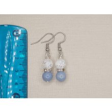 Angelit-hegyikristály golyós fülbevaló