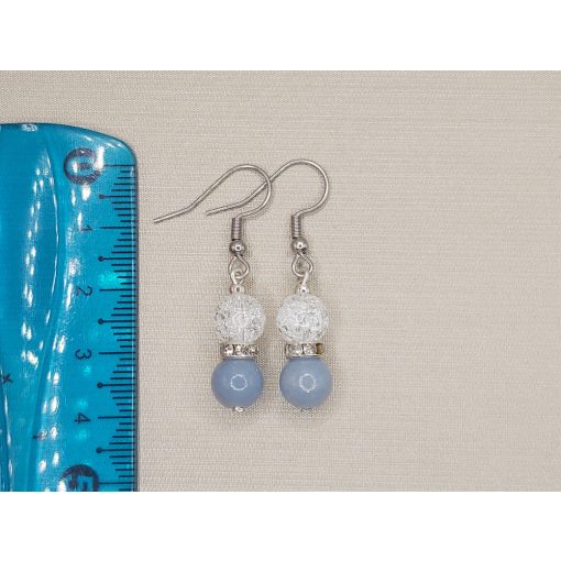 Angelit-hegyikristály golyós fülbevaló