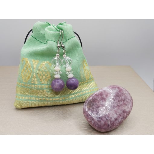 Lepidolit fülbevaló