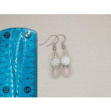 Rózsakvarc-hegyikristály golyós fülbevaló 