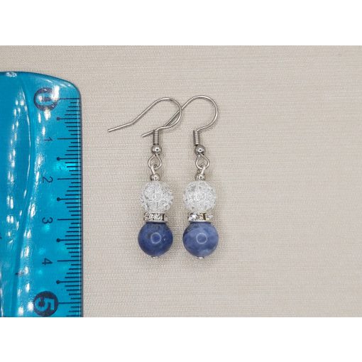 Szodalit-hegyikristály fülbevaló