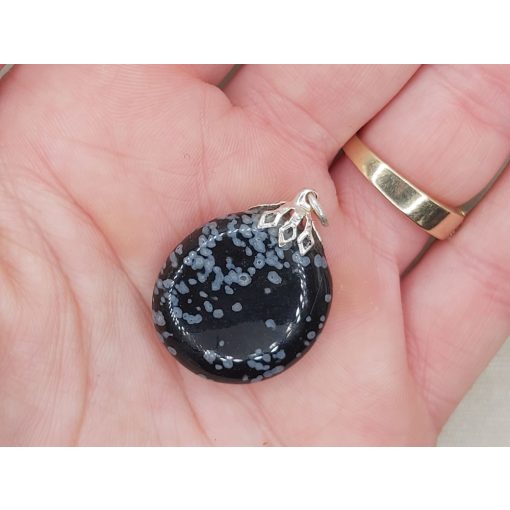 Hópehelyobszidián medál lapos 