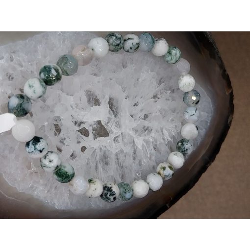 Fa achát karkötő fazettált 6 mm