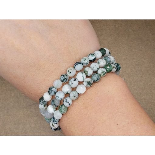 Fa achát karkötő fazettált 6 mm