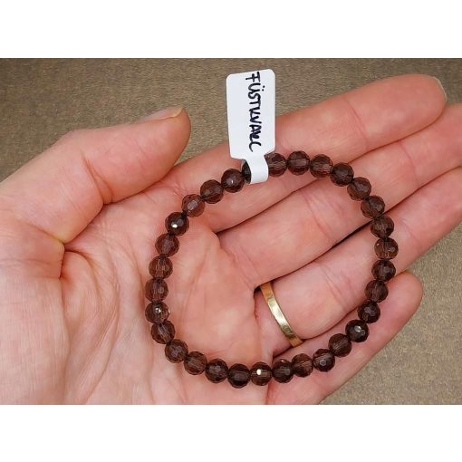 Füstkvarc karkötő fazettált 6 mm