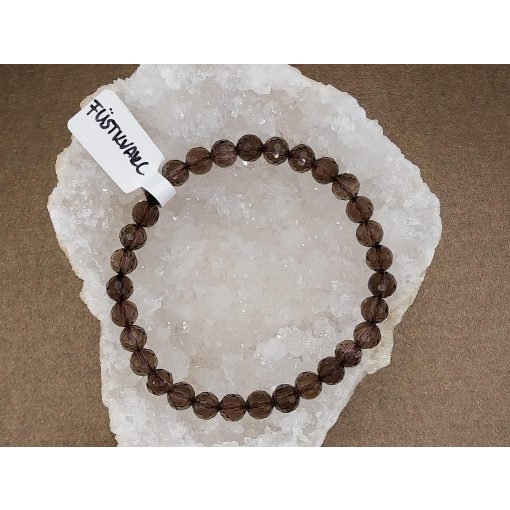 Füstkvarc karkötő fazettált 6 mm