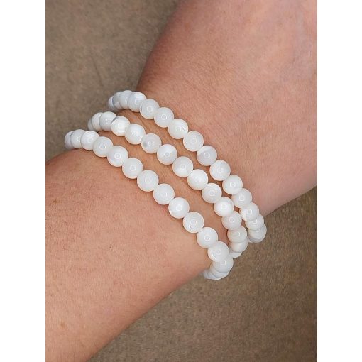 Fehér gyögyház karkötő 6 mm