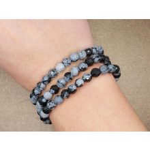 Hópehely obszidián karkötő fazettált 6 mm