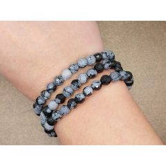 Hópehely obszidián karkötő fazettált 6 mm