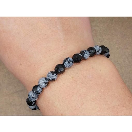 Hópehely obszidián karkötő fazettált 6 mm