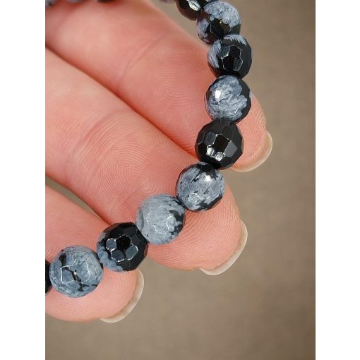 Hópehely obszidián karkötő fazettált 6 mm