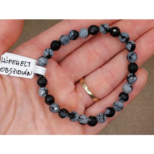 Hópehely obszidián karkötő fazettált 6 mm