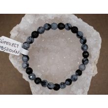 Hópehely obszidián karkötő fazettált 6 mm