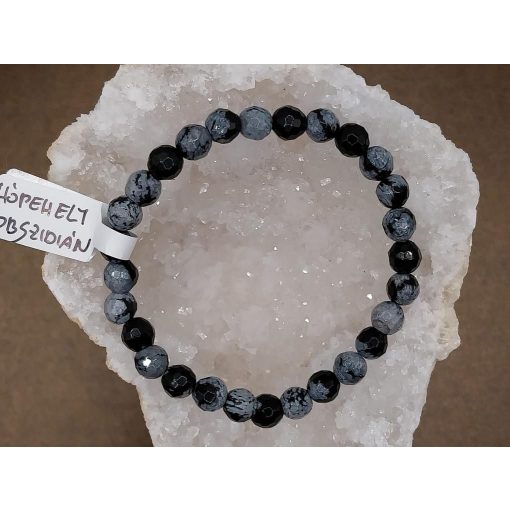 Hópehely obszidián karkötő fazettált 6 mm