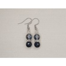 Ónix szürke aurakvarc golyós fülbevaló