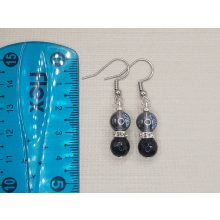 Ónix szürke aurakvarc golyós fülbevaló