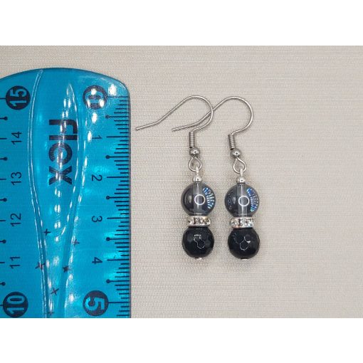 Ónix szürke aurakvarc golyós fülbevaló