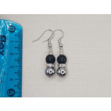 Ónix-hematit golyós fülbevaló