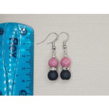 Rodonit-ónix golyós fülbevaló