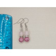 Rodonit-rózsakvarc golyós fülbevaló